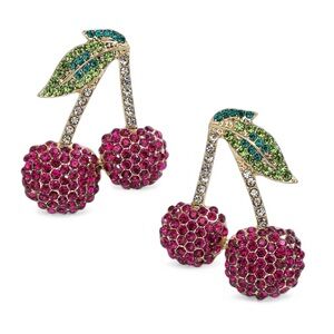 Cherry Rhinestone Earrings NWOT